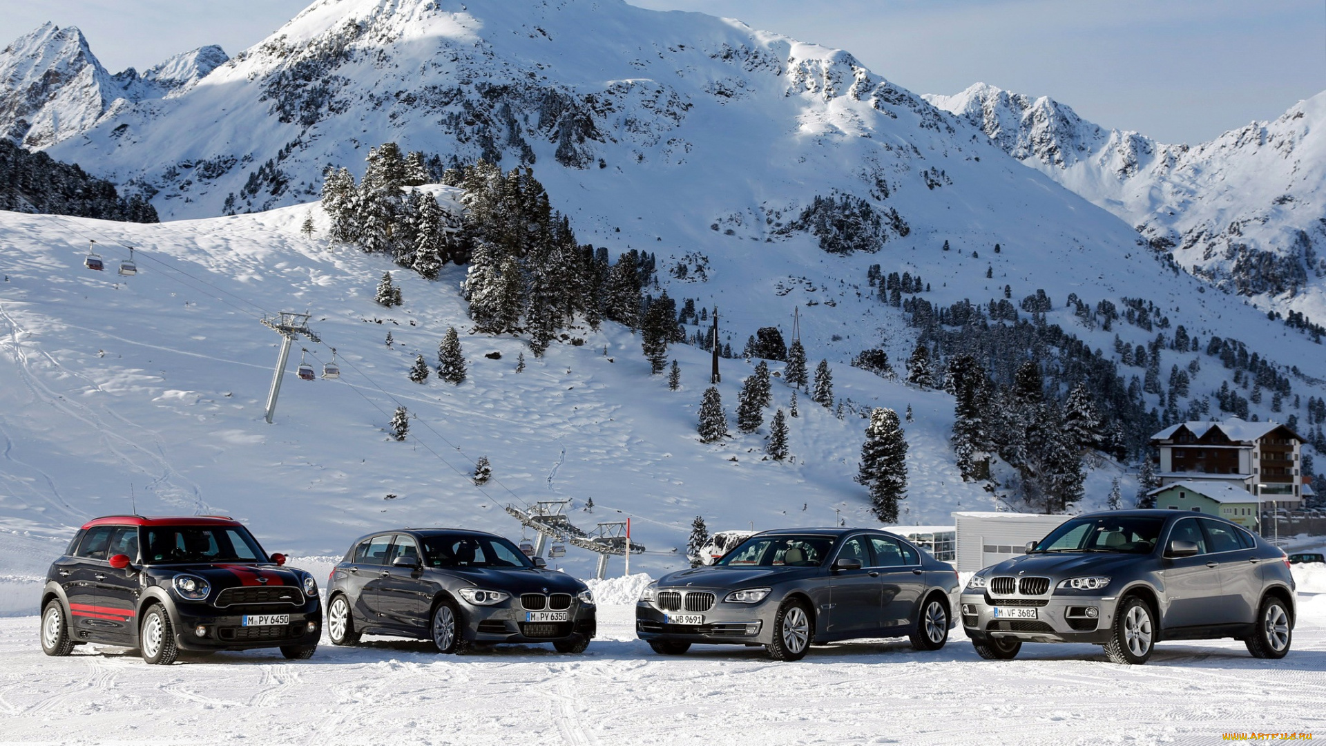 mixed, автомобили, bmw, мини, бмв, снег, горы