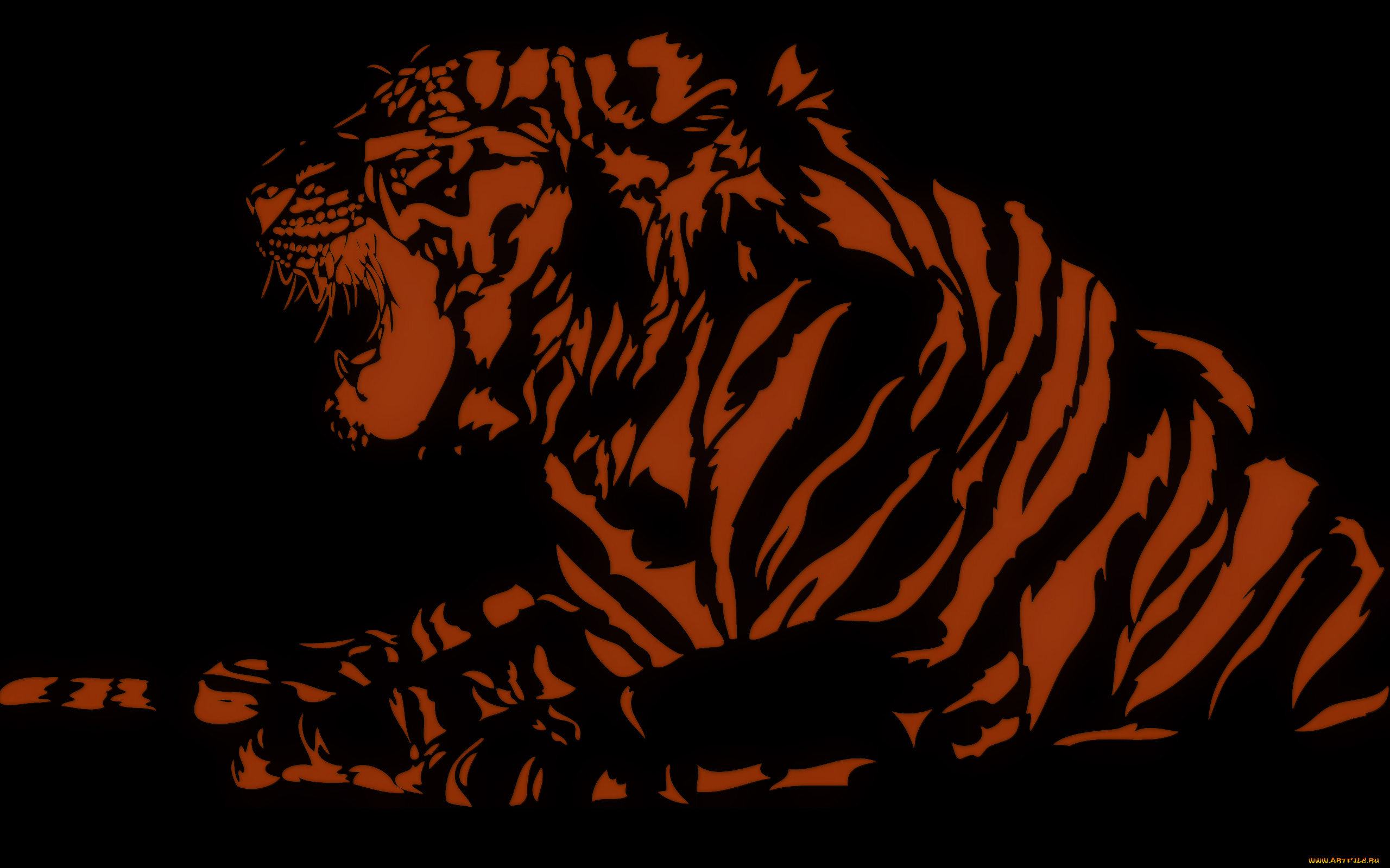 рисованное, минимализм, тигр