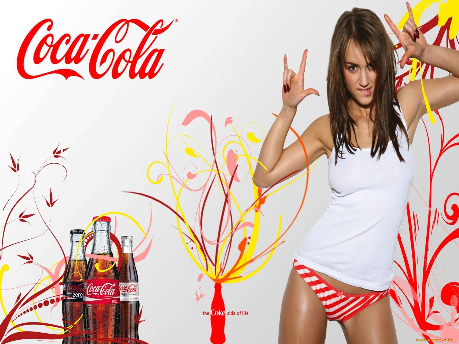 бренды, coca, cola, бутылки, девушка, кока-кола