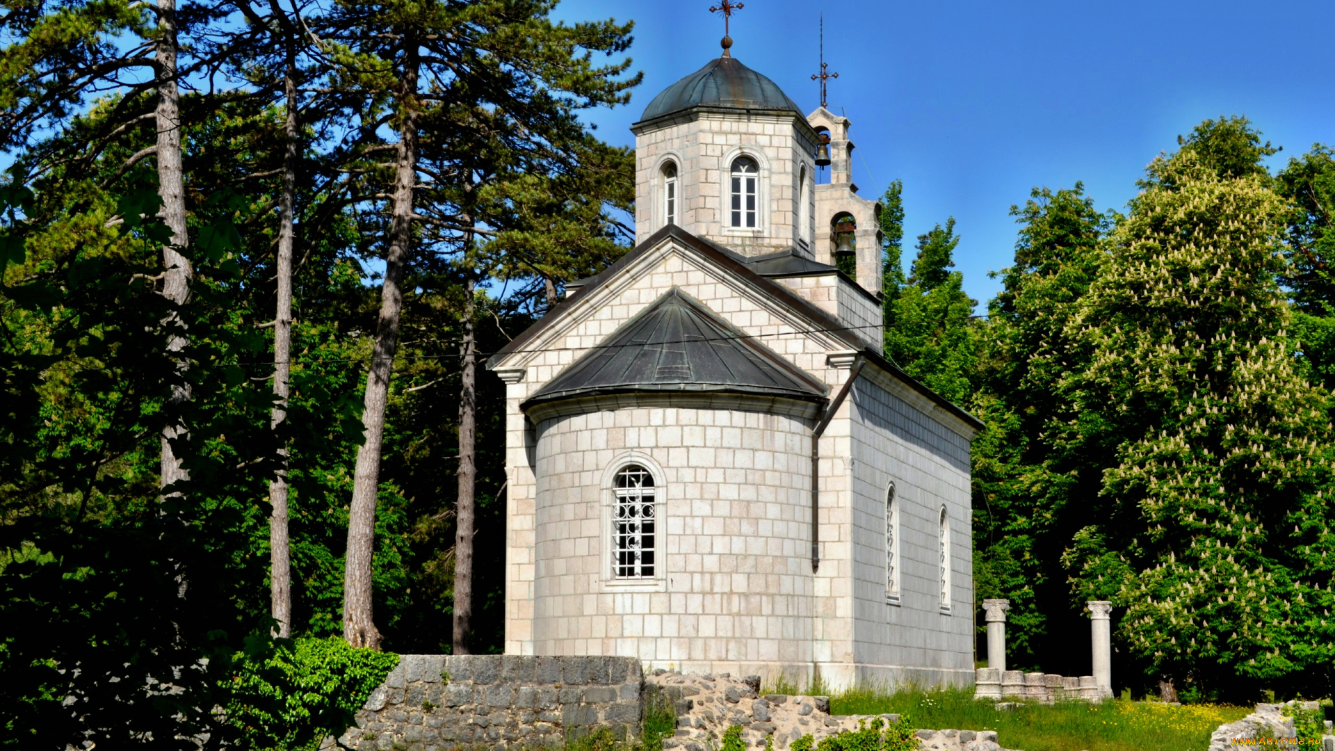 Черногория, цетине, города, православные, церкви, монастыри, горы, парк, церковь