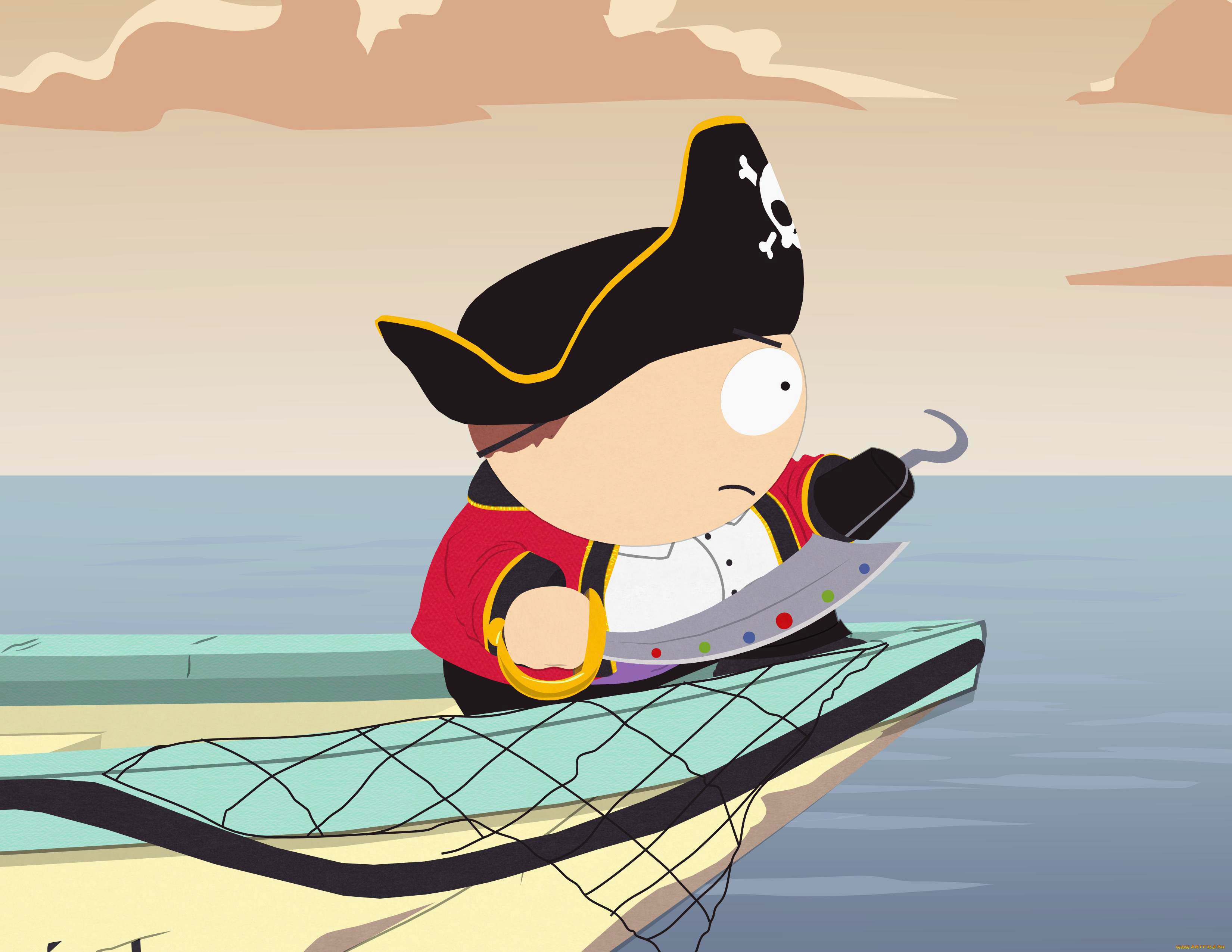 мультфильмы, south, park, пират, шляпа, крюк, море, корабль