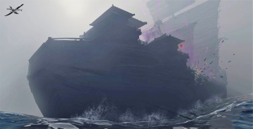 Картинка фэнтези _ghost+blade+ +призрачный+клинок корабль море паруса туман