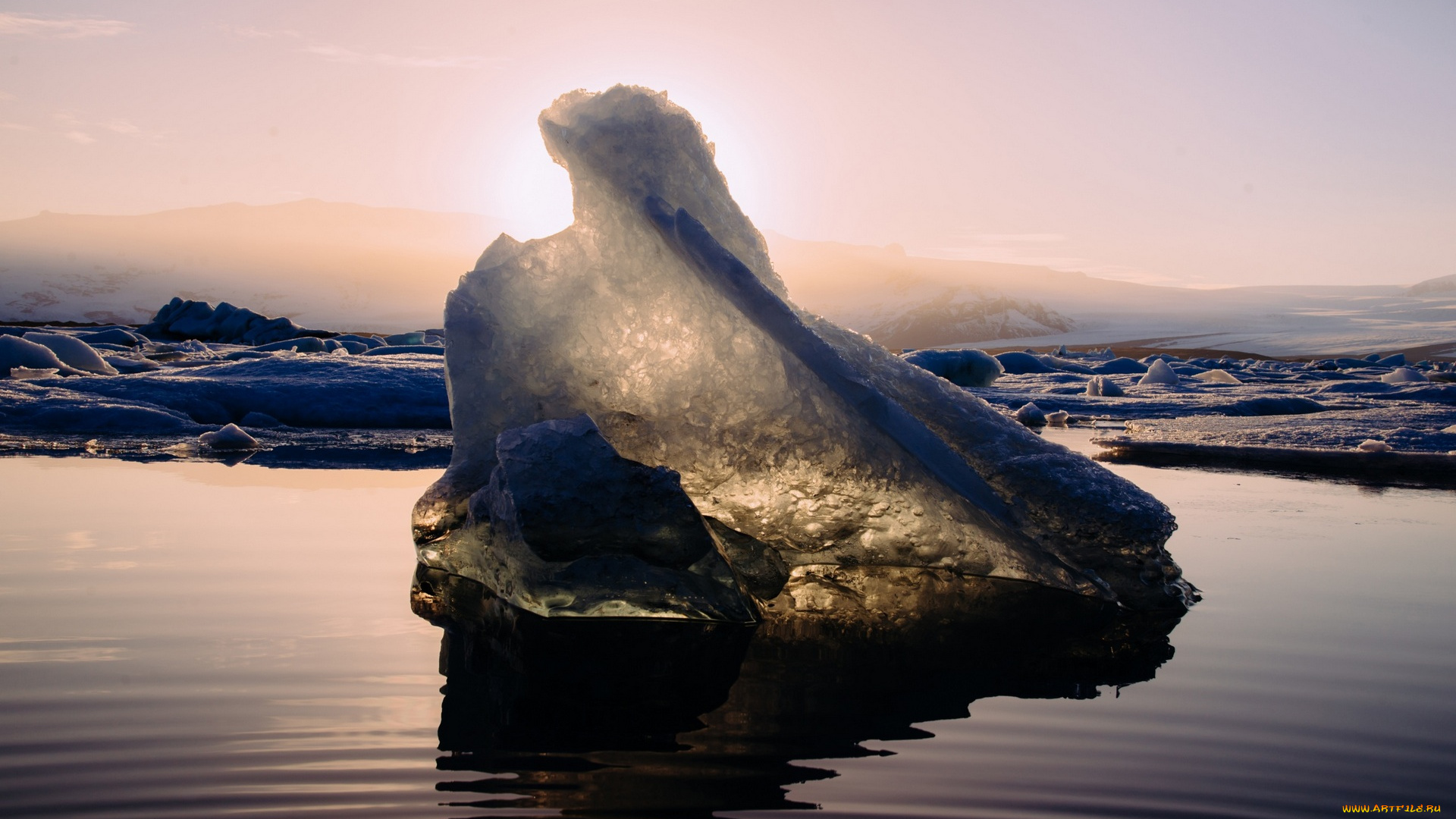 исландия, природа, восходы, закаты, лед, водоем