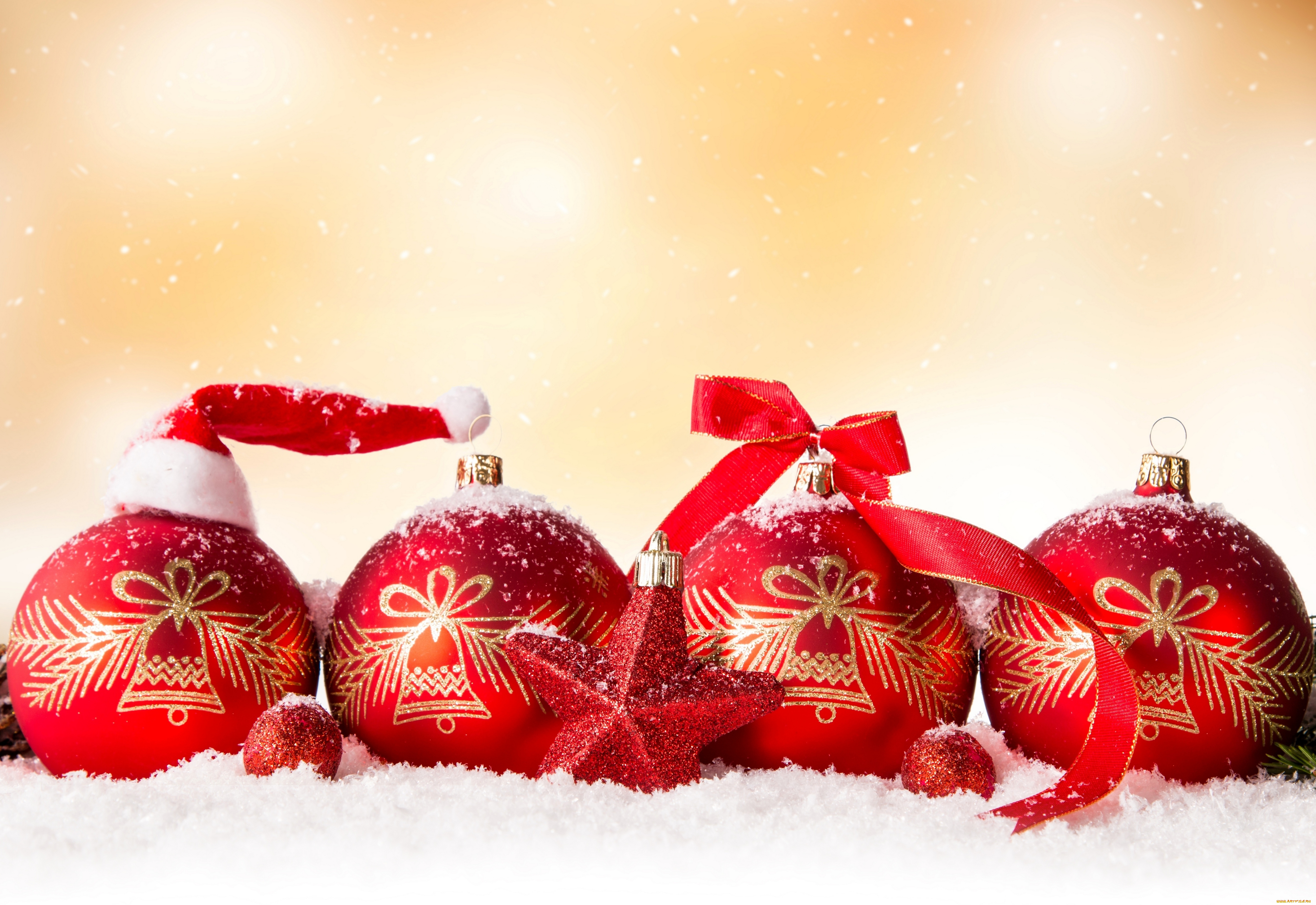 праздничные, шарики, new, year, игрушки, елочные, снежинки, снег, шары, красные, узор, золото, бант, звёздочки, новый, год, christmas, декорации, рождество