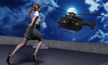 Картинка 3д+графика fantasy+ фантазия вертолет девушка