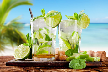 Картинка еда напитки +коктейль лето тропики пляж напиток коктейль лайм мята