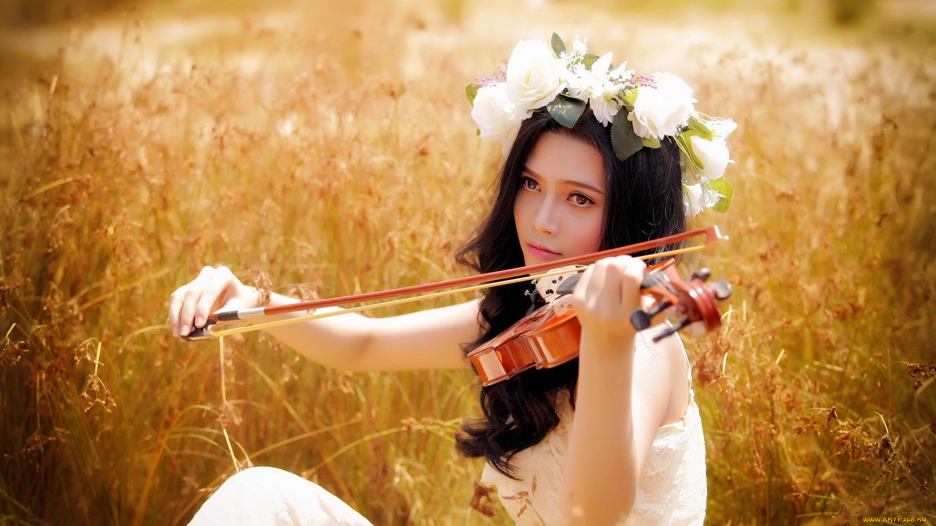 музыка, -другое, азиатка, девушка, скрипка