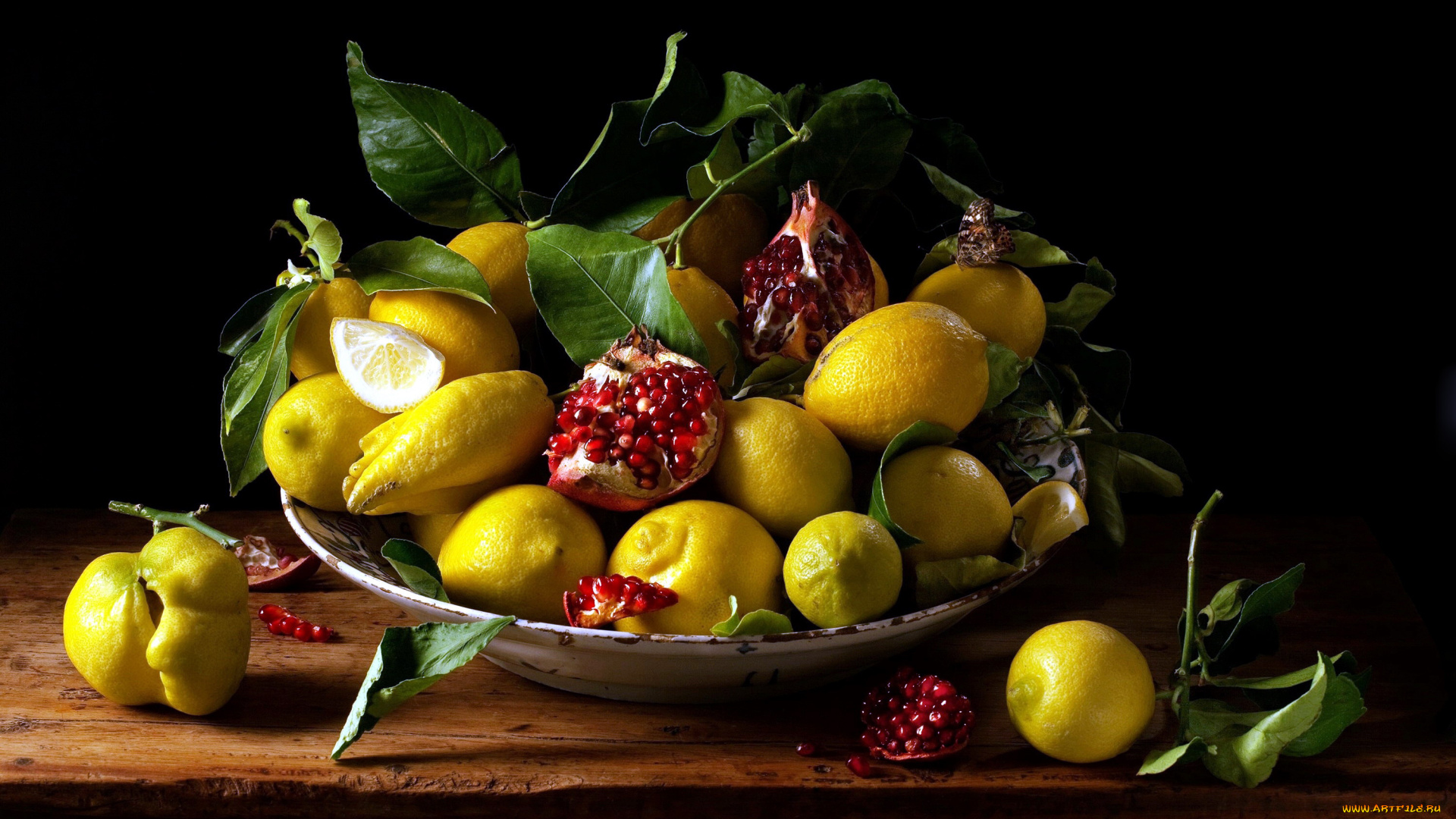еда, фрукты, , ягоды, гранат, лимоны, цитрусы