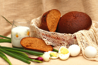Картинка еда натюрморт лук хлеб яйца