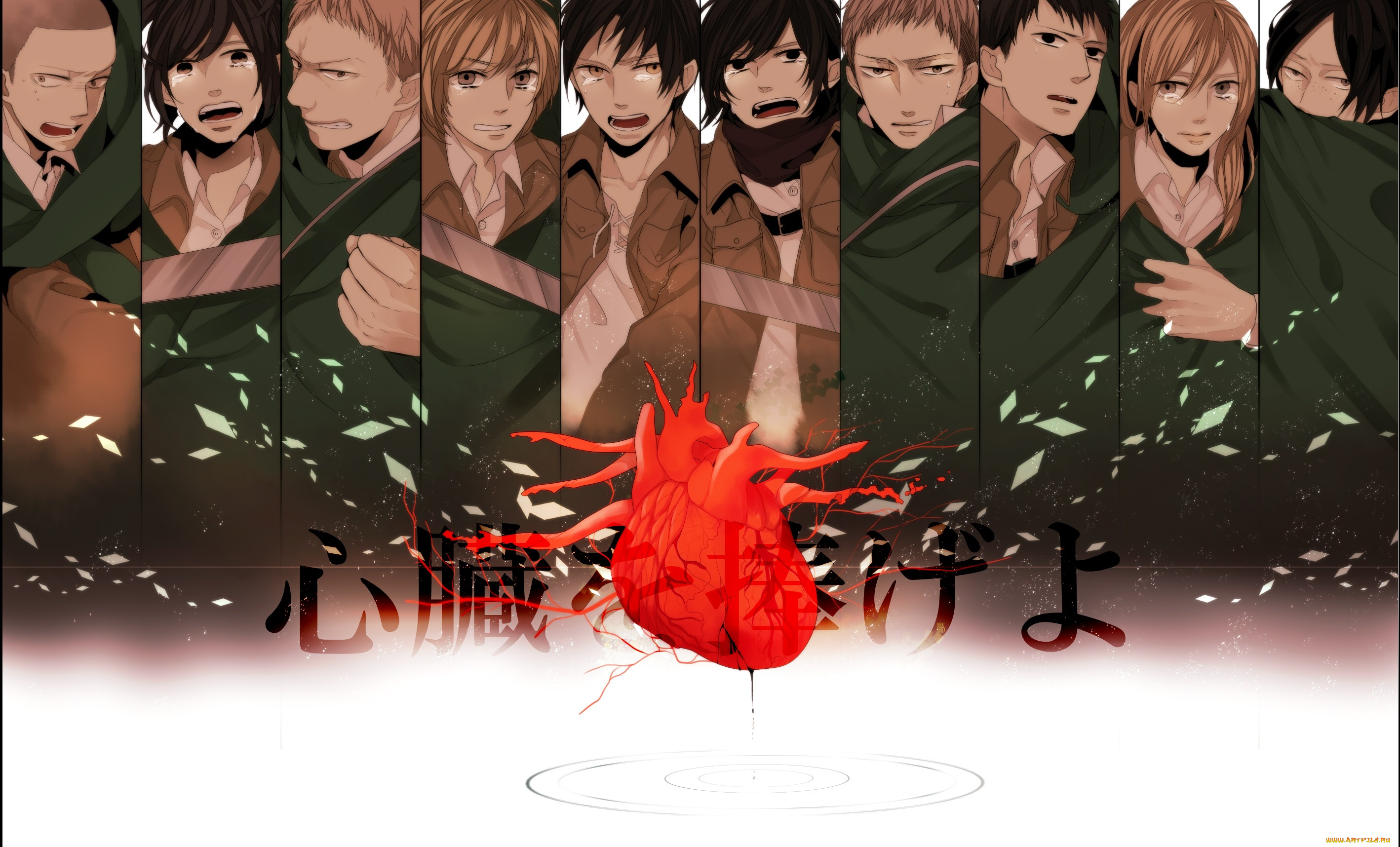 аниме, shingeki, no, kyojin, персонажи, арт, атака, титанов, сердце
