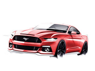 Картинка автомобили рисованные красный ford