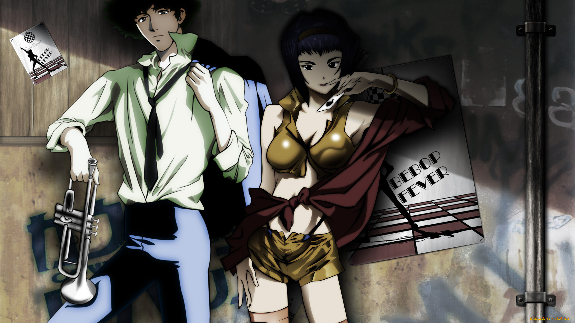 аниме, cowboy, bebop, spike, spiegel, faye, valentine