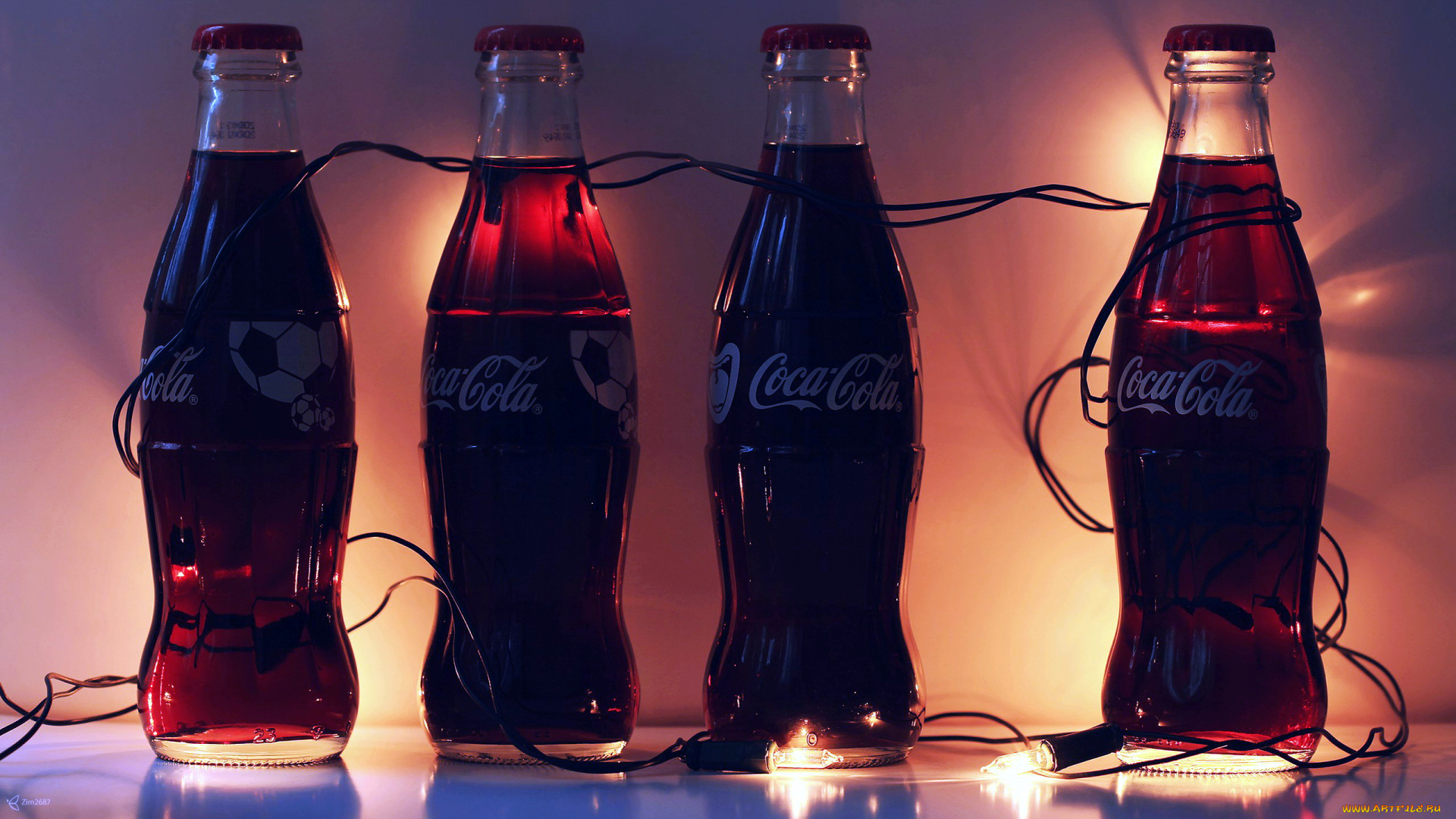 бренды, coca-cola, бутылки, кола, гирлянда