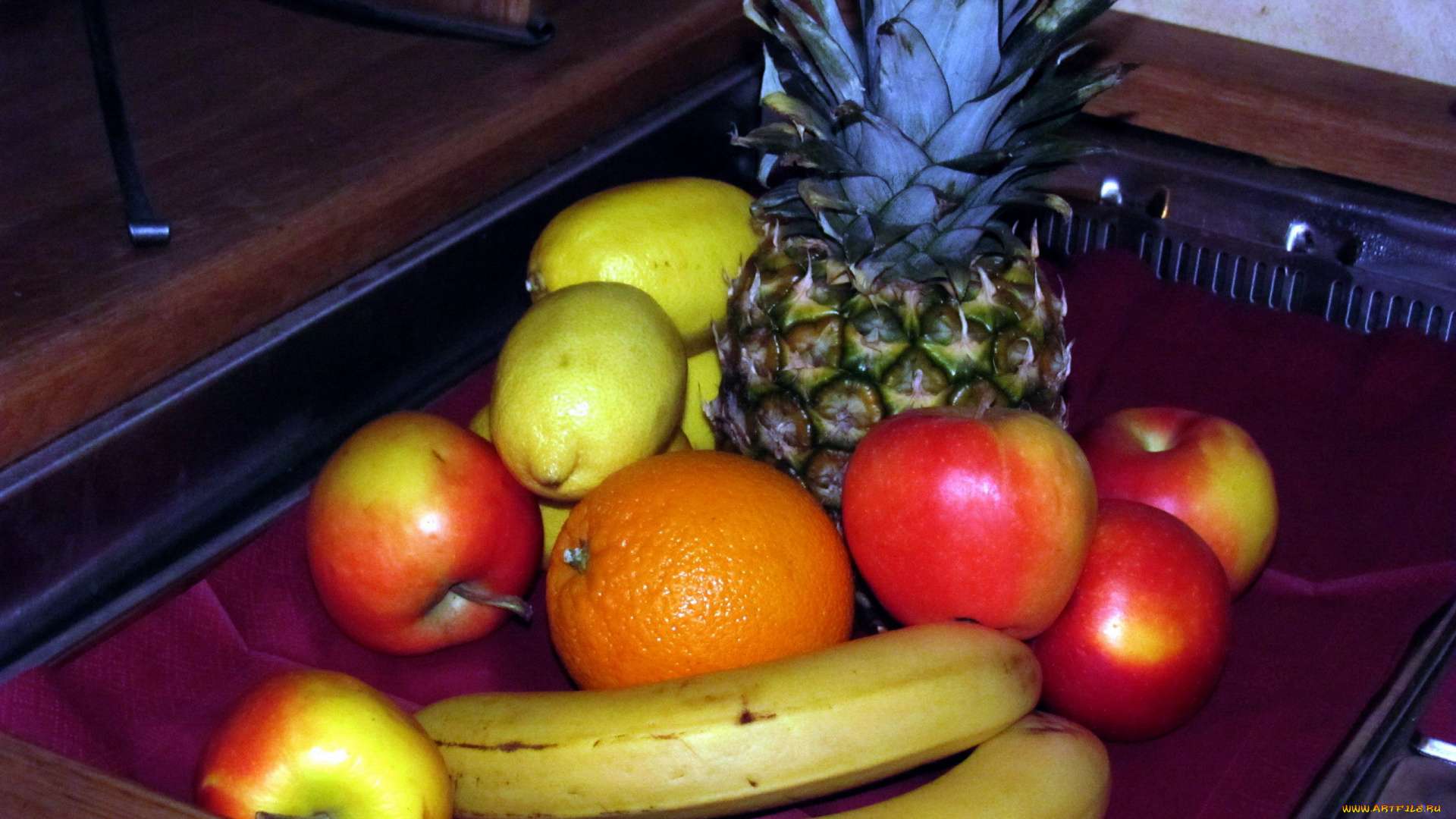 еда, фрукты, , ягоды, лимон, банан, яблоки, ананас
