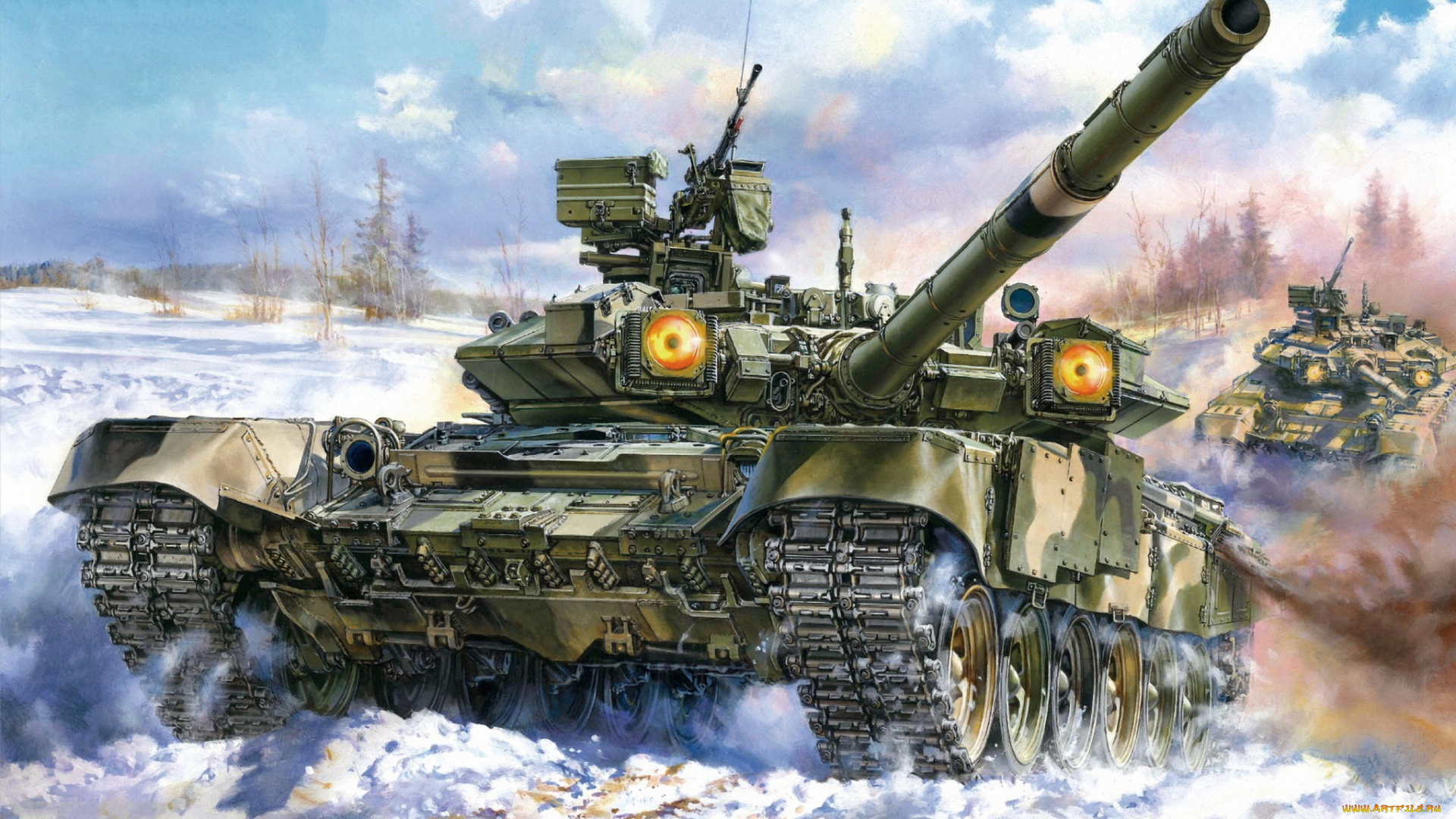 техника, военная, техника, зима, снег, россия, танк, т-90, обт