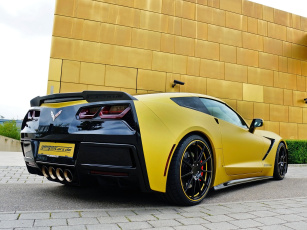 Картинка автомобили chevrolet corvette желтый c7 2014г coupe stingray geiger