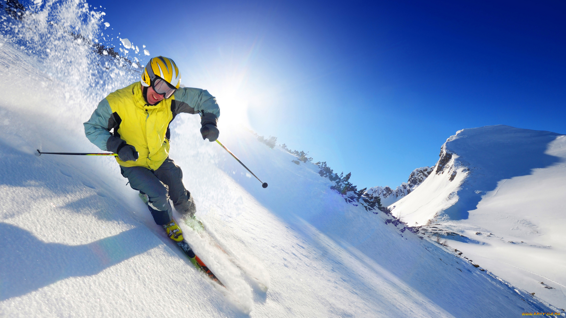 спорт, лыжный, спорт, снег, горы