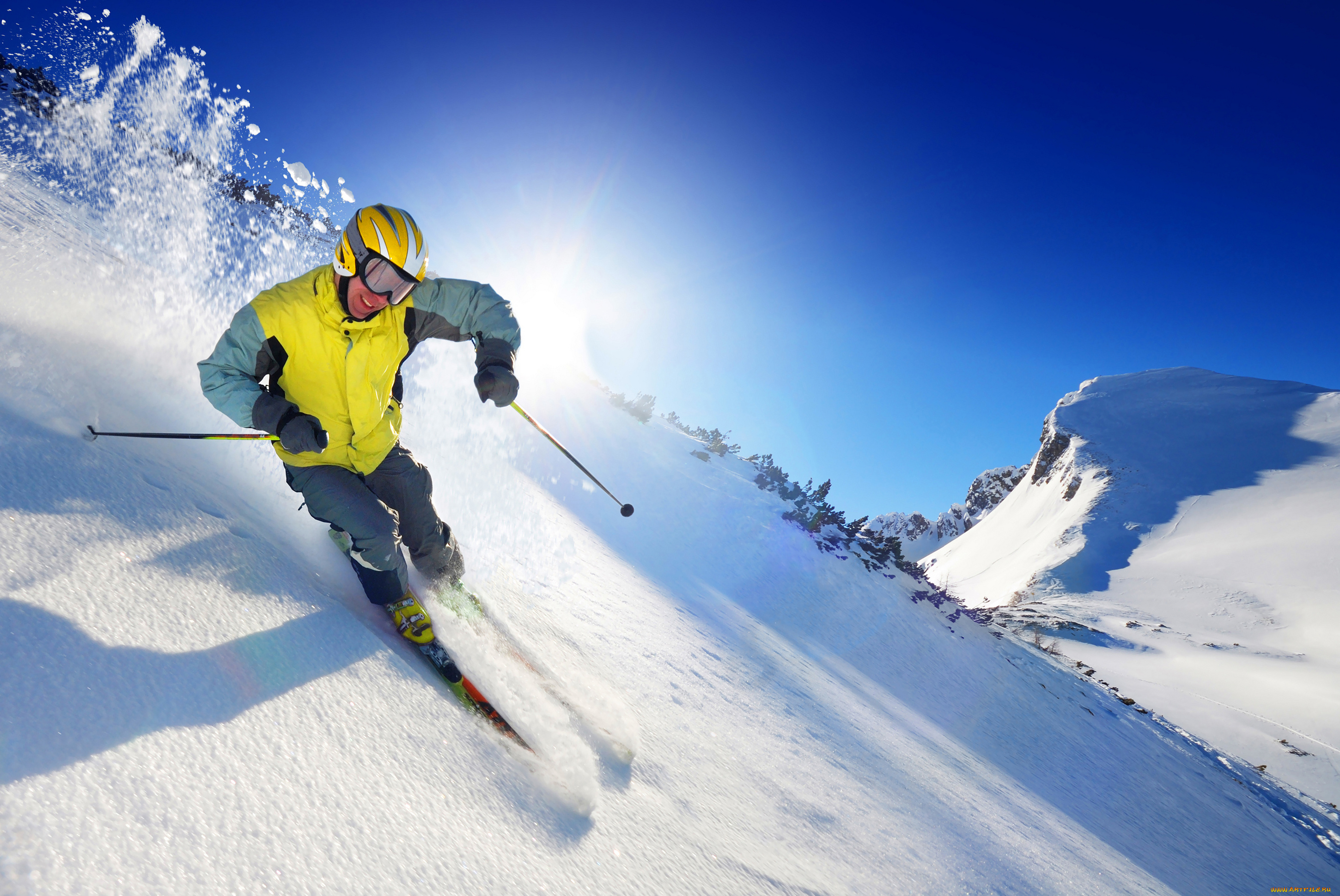 спорт, лыжный, спорт, снег, горы