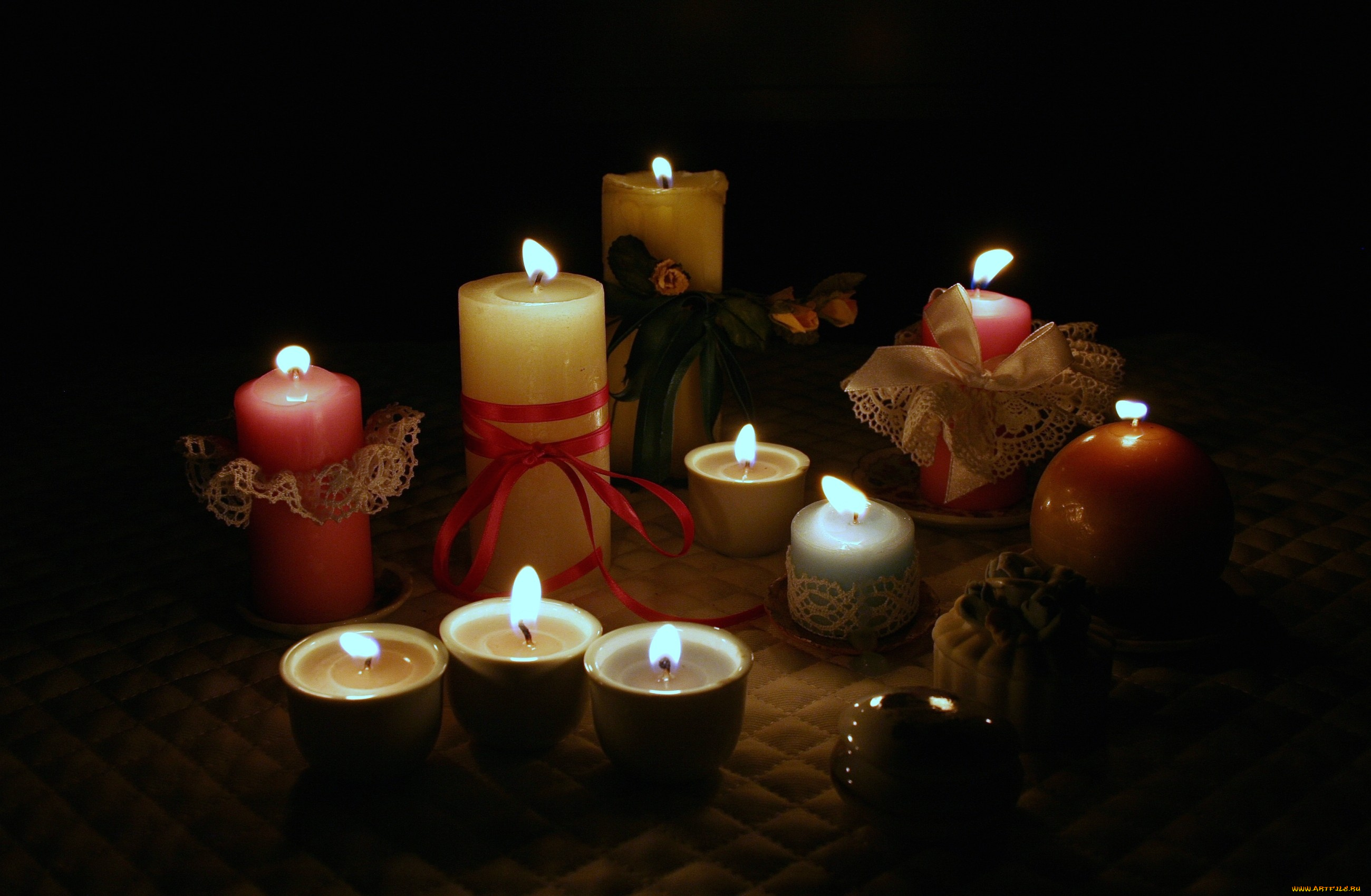 разное, свечи, огоньки, темно