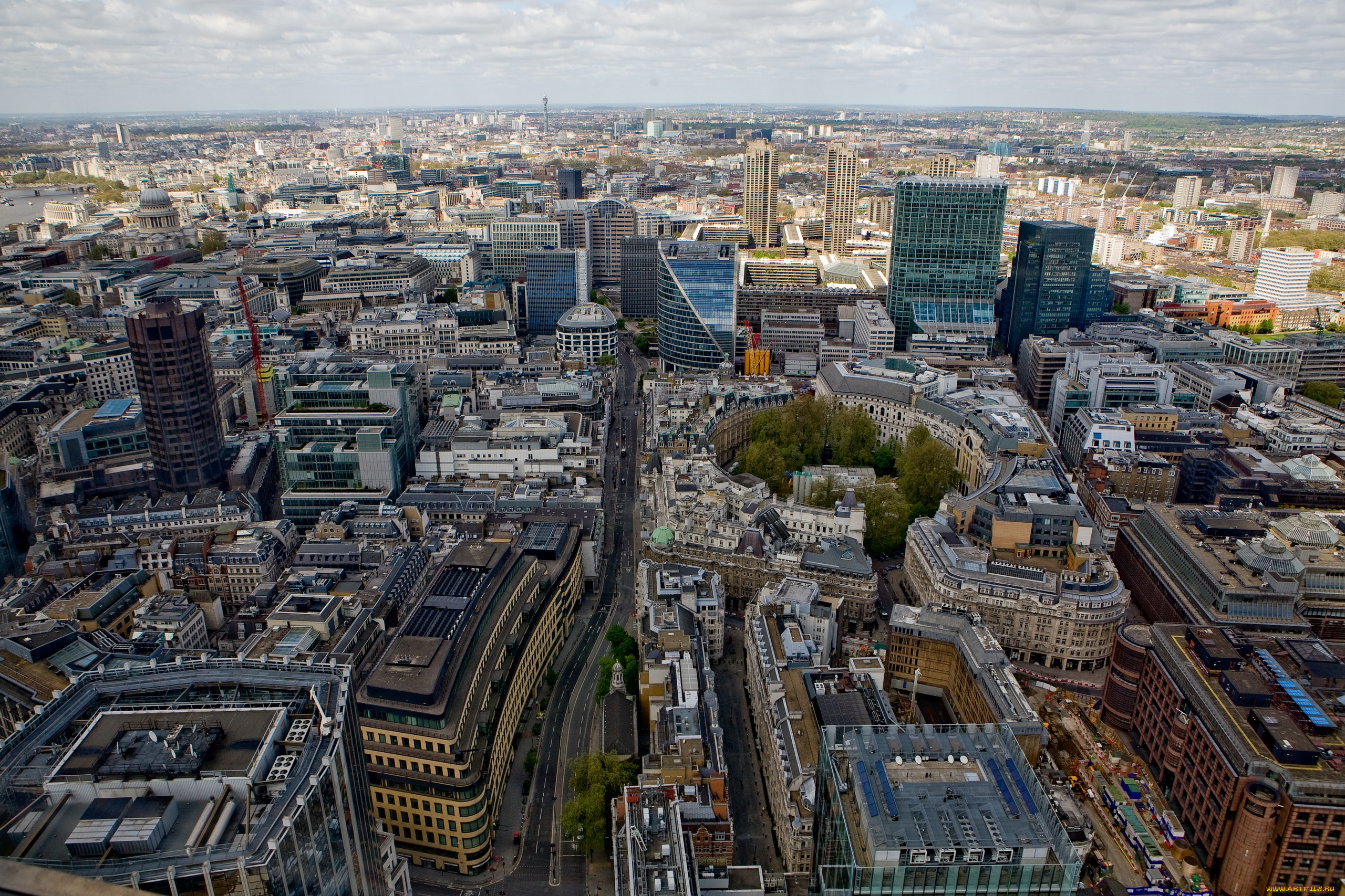 города, лондон, , великобритания, панорама, вид, сверху
