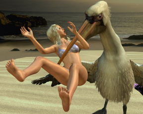 Картинка 3д+графика fantasy+ фантазия пеликан девушка