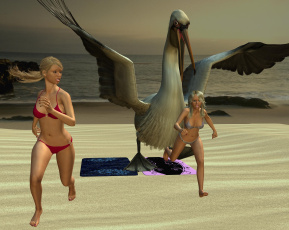 Картинка 3д+графика fantasy+ фантазия девушки пеликан