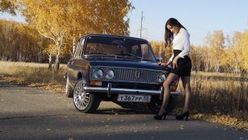обоя автомобили, -авто с девушками, lada, 2106