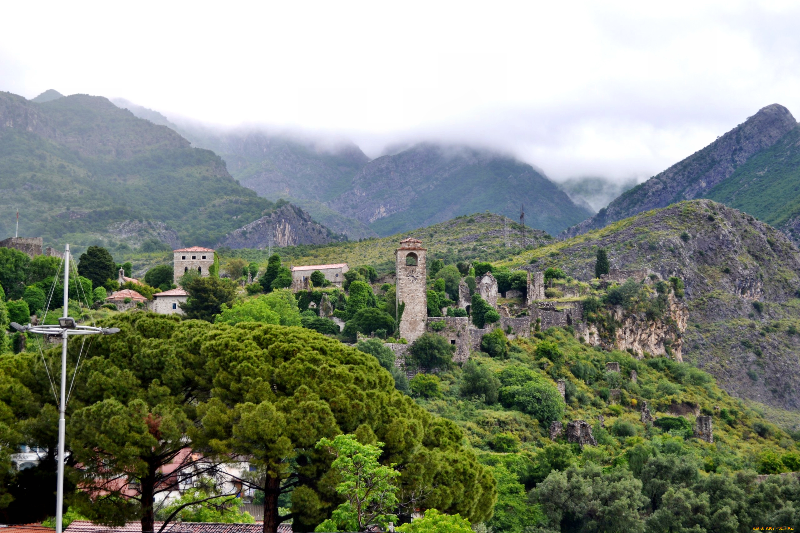 Черногория, бар, города, дворцы, замки, крепости, стены, горы, старый, город, крепость