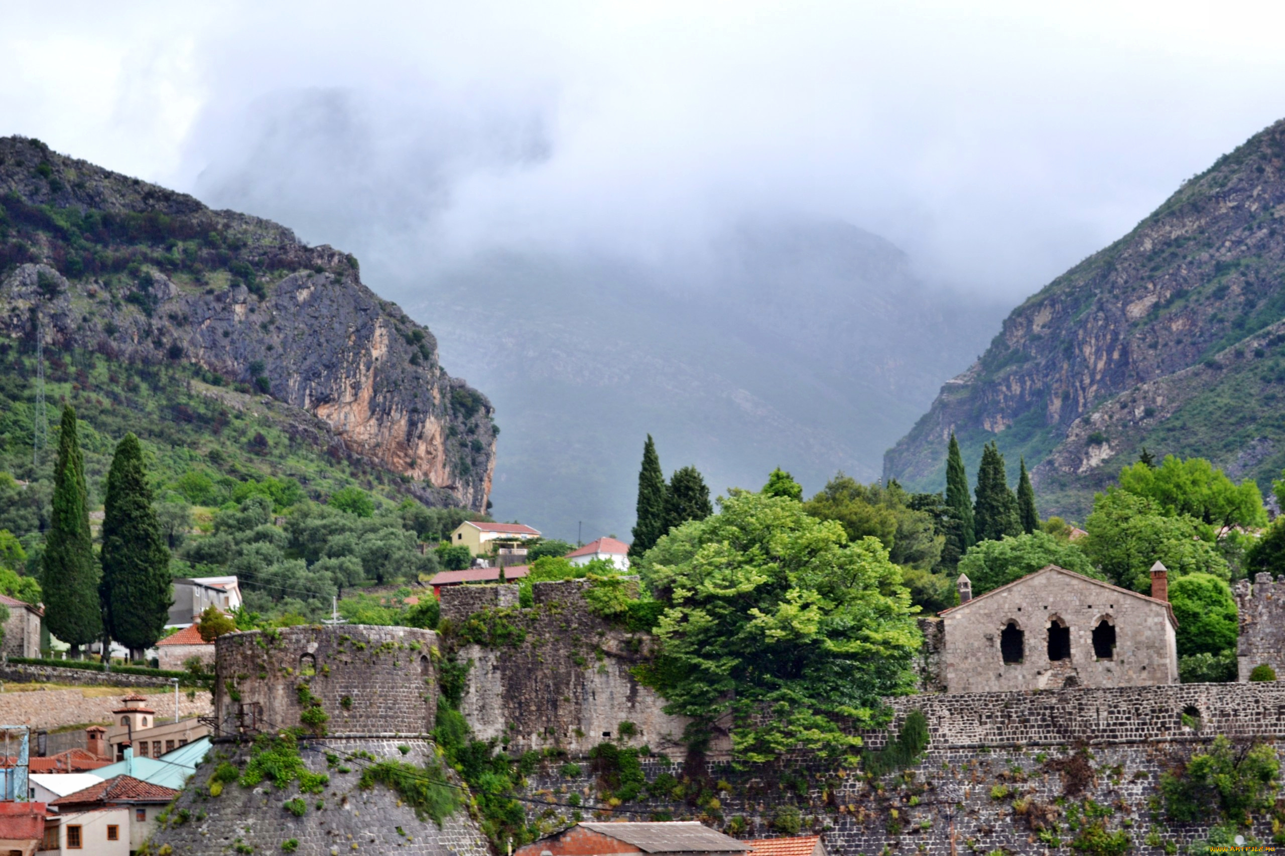 Черногория, бар, города, дворцы, замки, крепости, горы, старый, город, крепость, стены