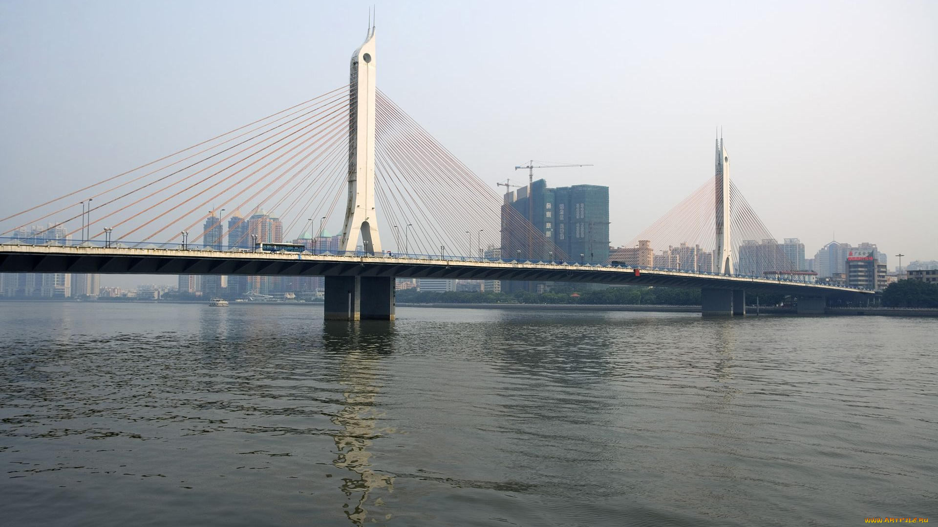 города, мосты, китай, гуанчжоу