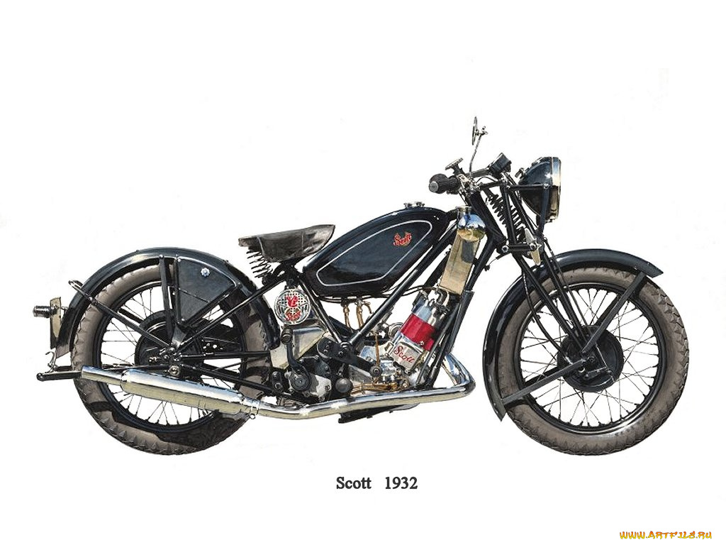 scott, 1932, мотоциклы, рисованные