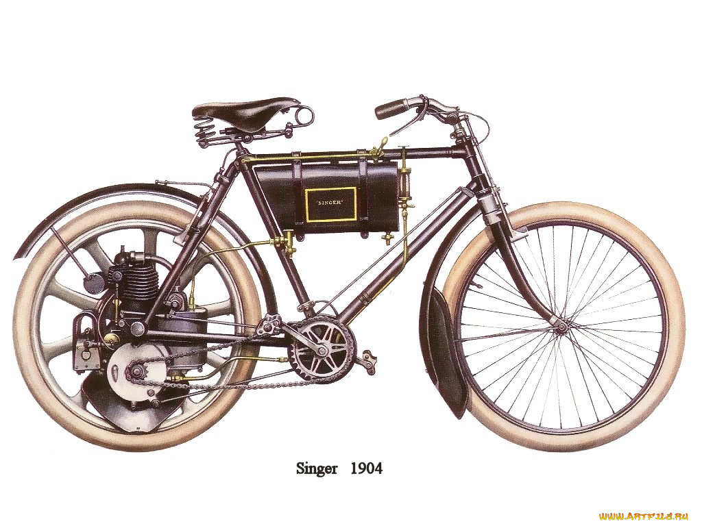 zinger, 1904, мотоциклы, рисованные