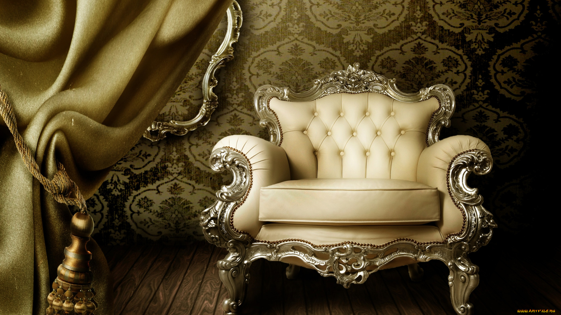 интерьер, мебель, шторы, кресло, обои, interior, curtain, luxury, vintage