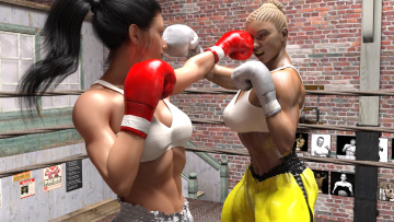 Картинка 3д+графика спорт+ sport бокс ринг грудь фон взгляд девушки