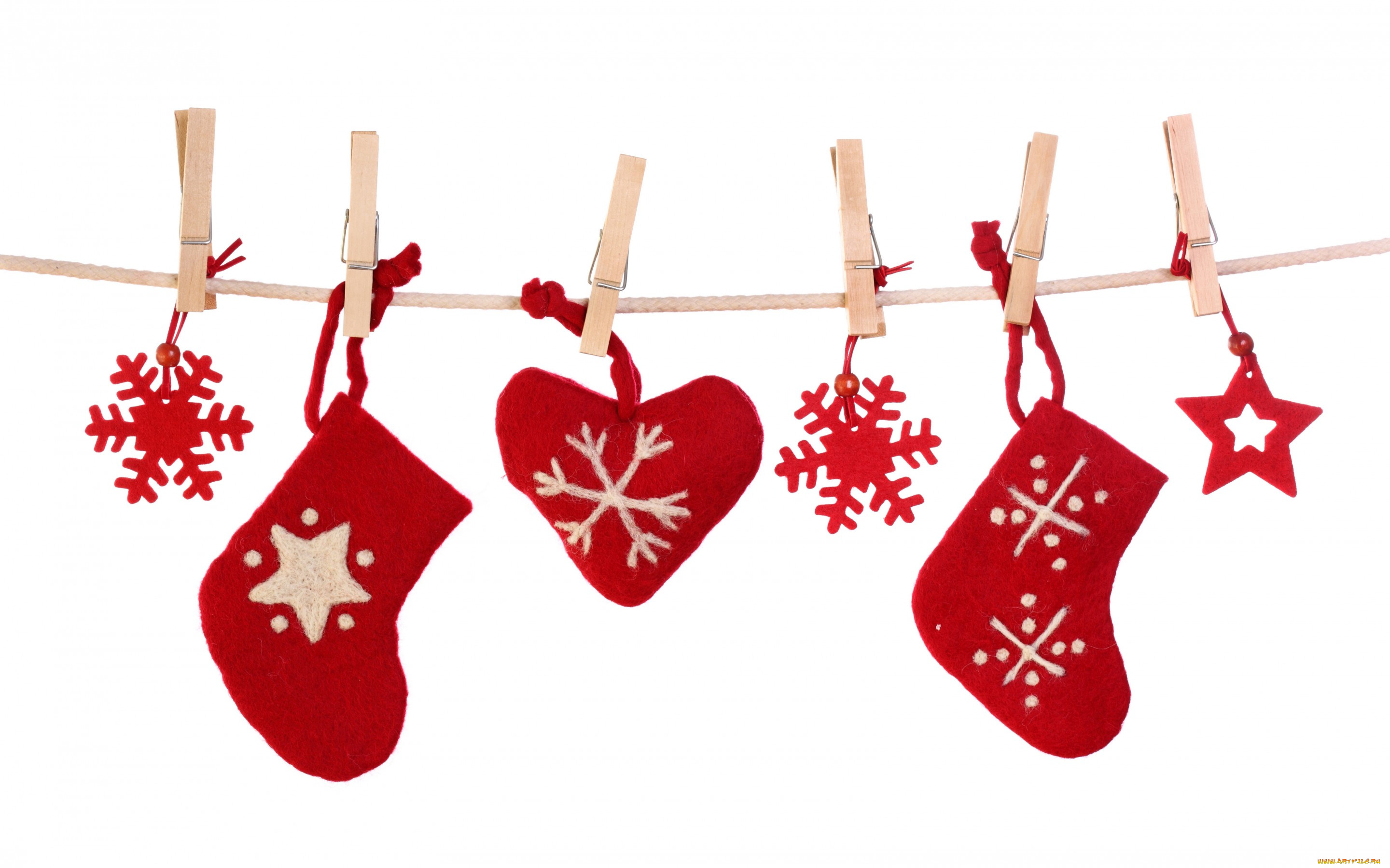 праздничные, украшения, merry, christmas, decoration, рождество, новый, год, сердце, снежинки, носки
