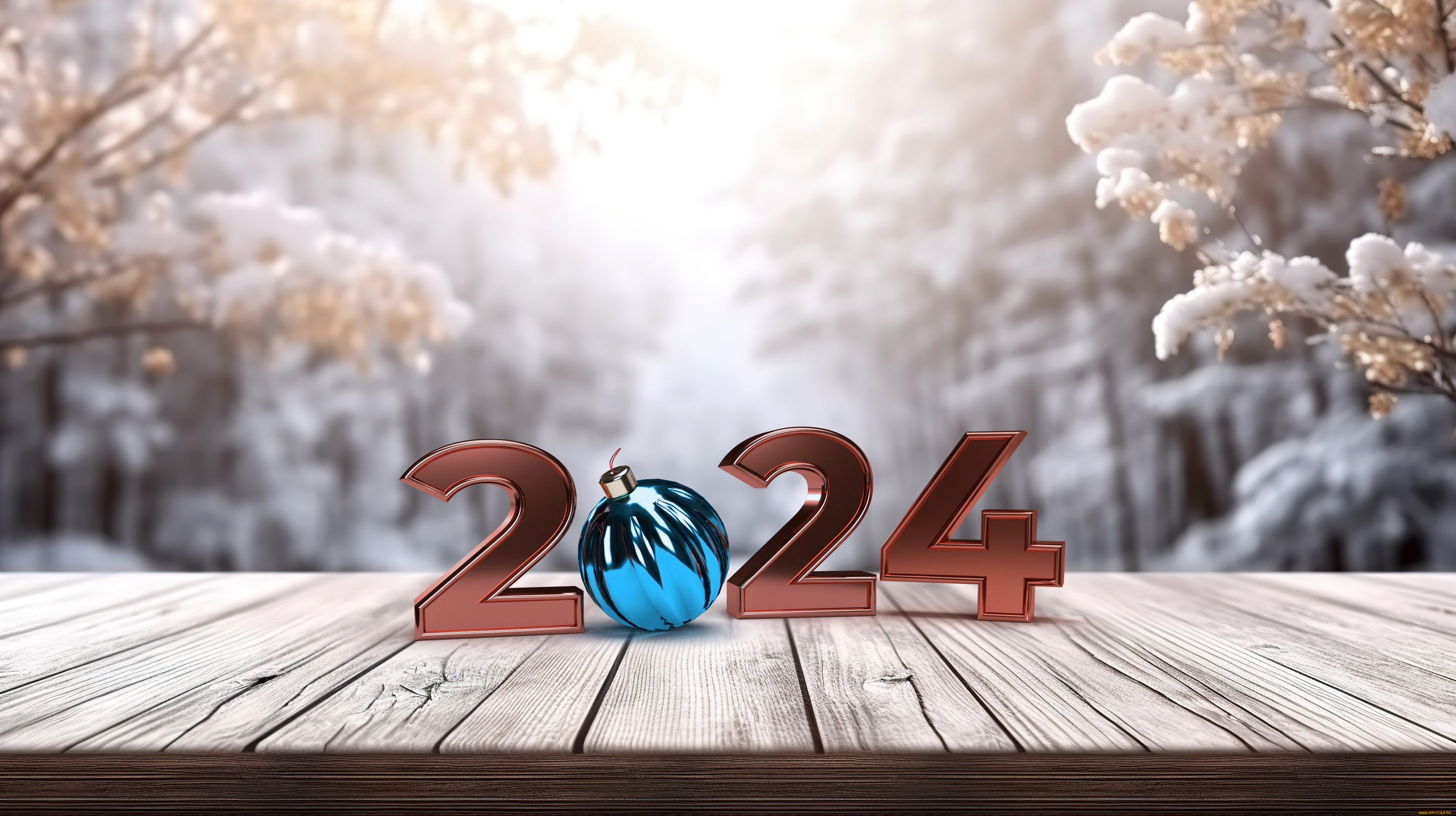 праздничные, -, разное, , новый, год, рождество, 2024, год, шары, дерево, доски, новый