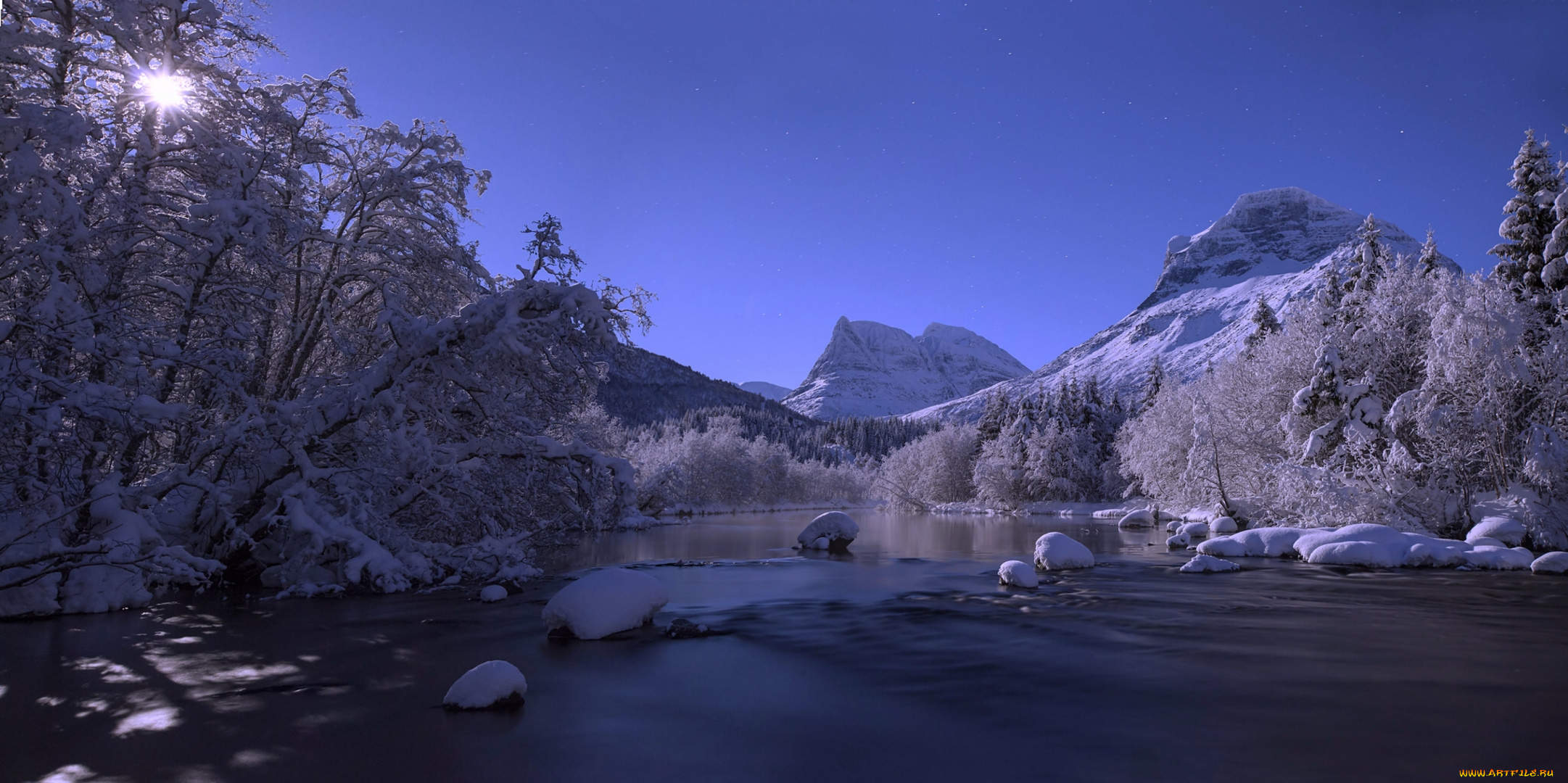 природа, зима, снег, деревья, горы, река, норвегия, norway, пейзаж