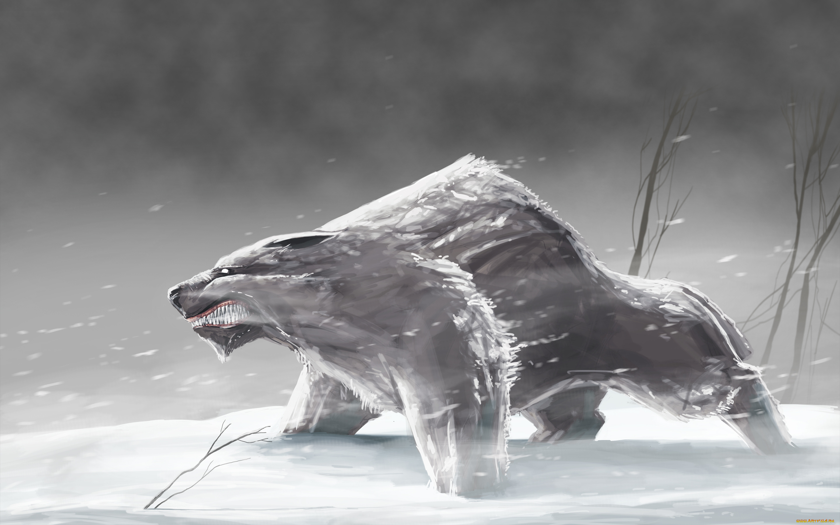 оборотень, фэнтези, существа, werewolf, волк, метель, снежная, буря