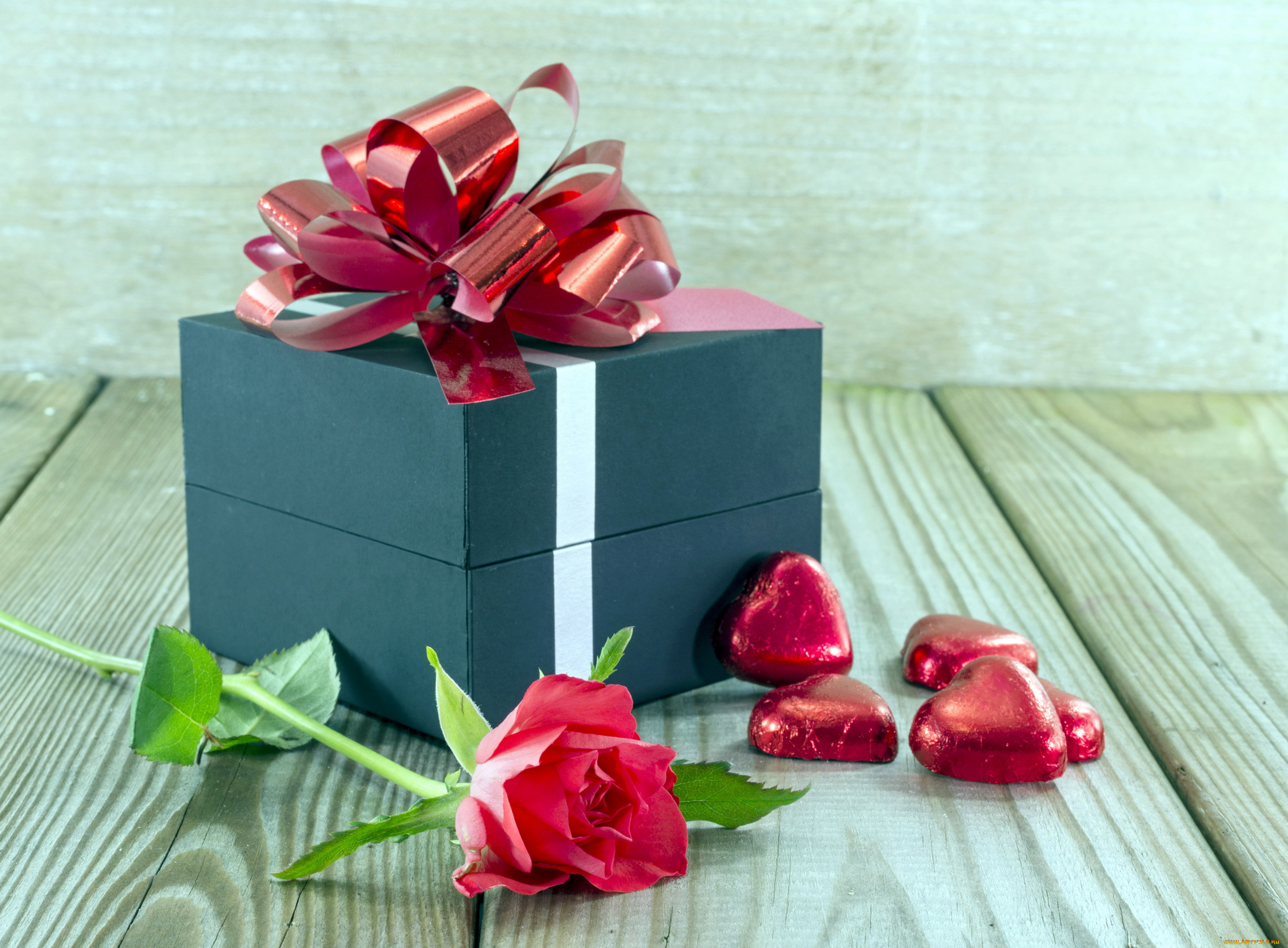 праздничные, подарки, и, коробочки, подарок, бант, роза, конфеты, сердечки