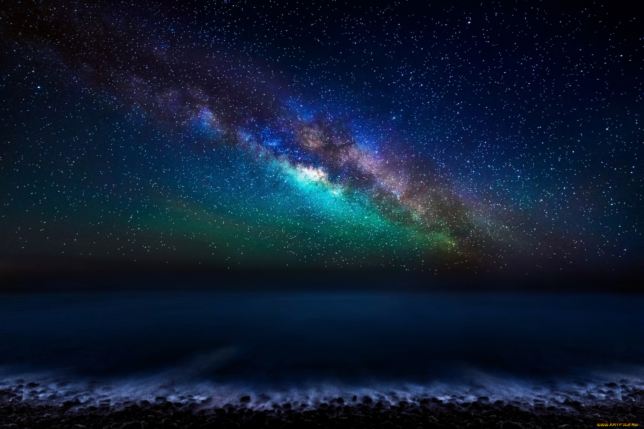 космос, галактики, туманности, млечный, путь, звезды, ночь, небо, атлантический, океан, канарские, острова