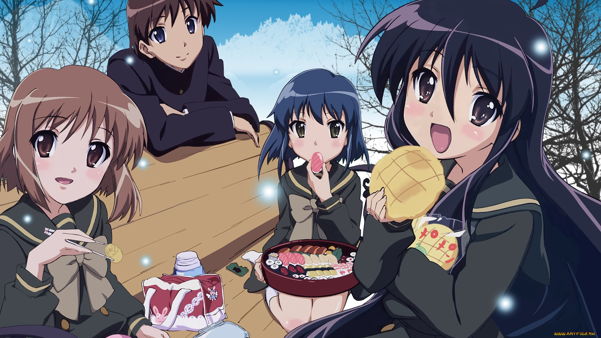 shakugan, no, shana, аниме, девушки, взгляд, фон