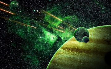 Картинка космос арт свет звезды планеты метеоры туманность