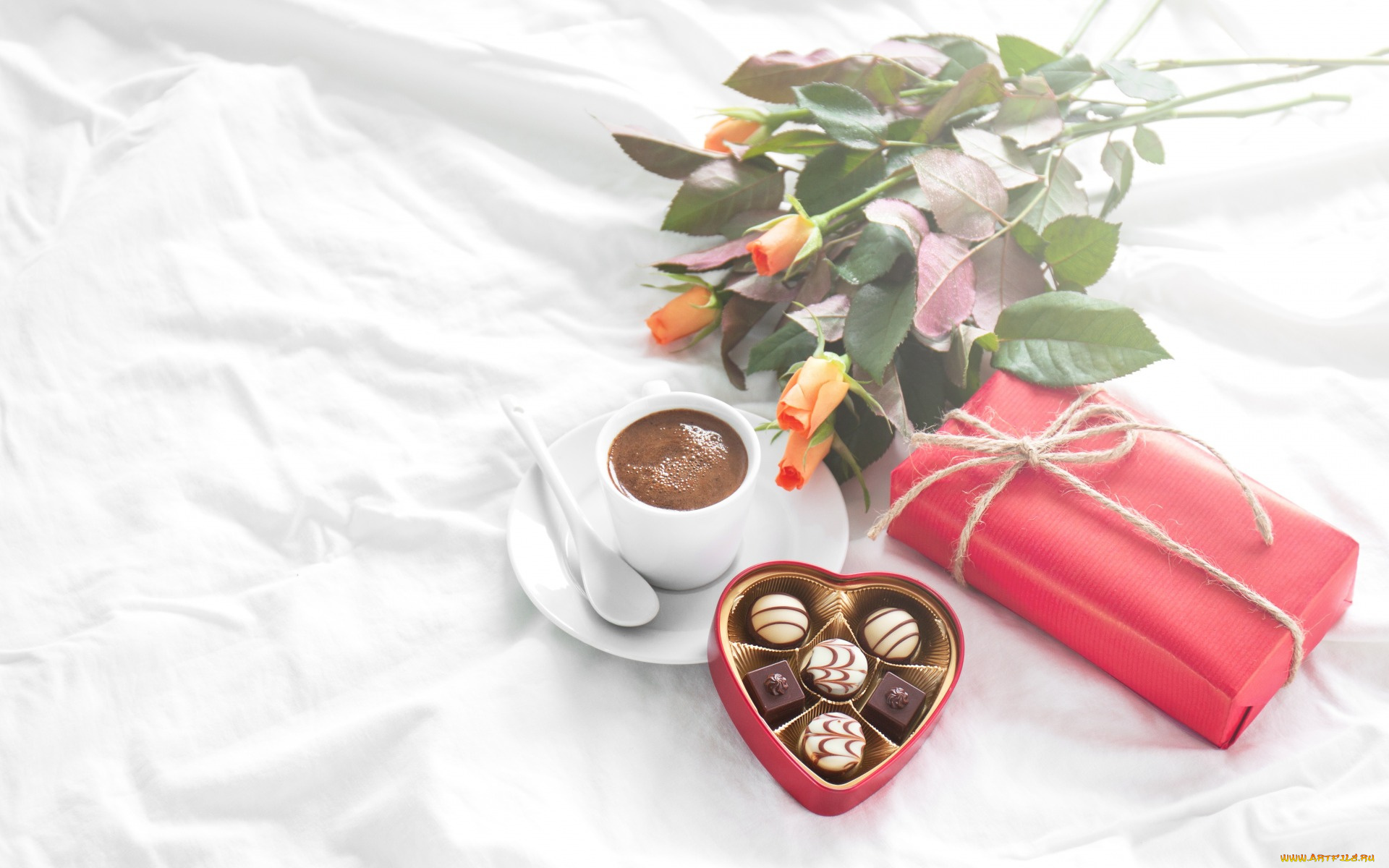 праздничные, день, святого, валентина, , сердечки, , любовь, розы, valentine`s, day, breakfast, roses, romantic, chocolate, конфеты, love, heart, gift, coffee