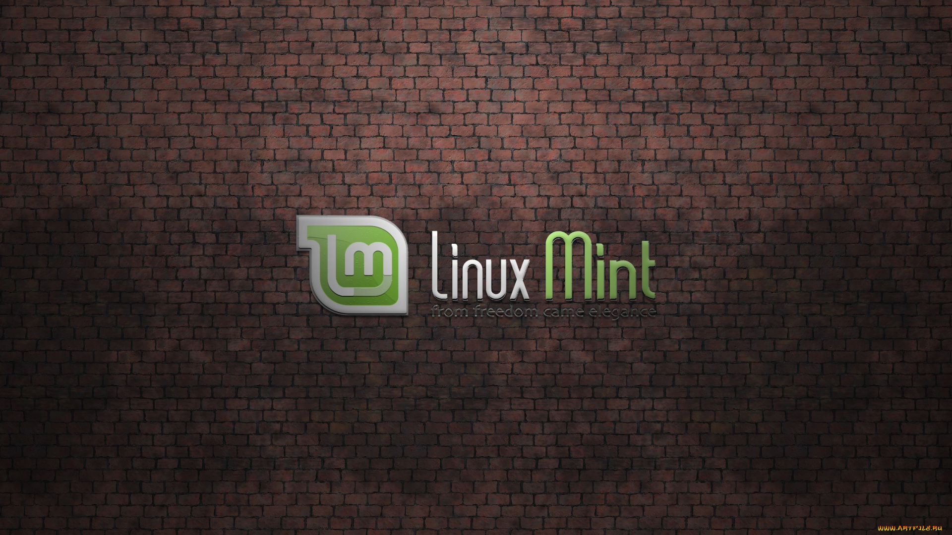 компьютеры, linux, графика, фон, стена, операционная, система, mint, линукс, минт, логотип, кирпичи, высокие, технологии