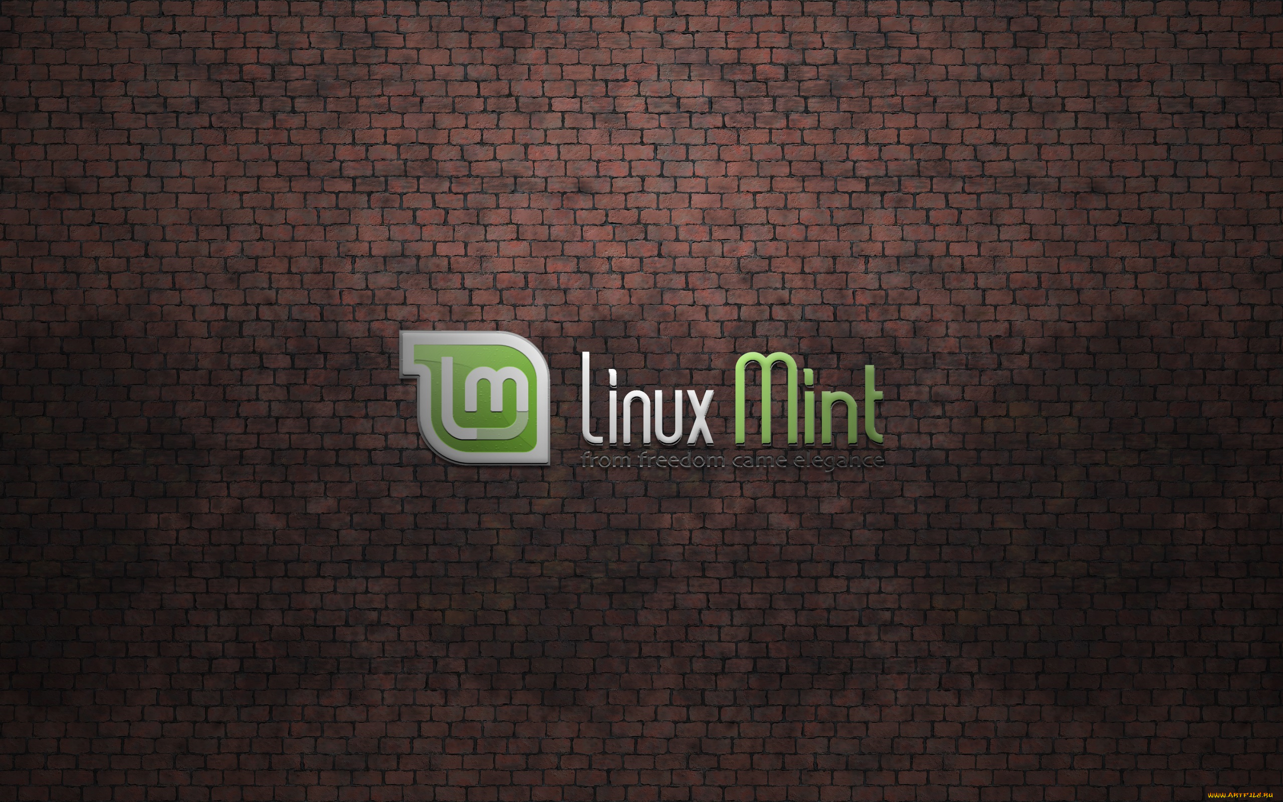 компьютеры, linux, графика, фон, стена, операционная, система, mint, линукс, минт, логотип, кирпичи, высокие, технологии