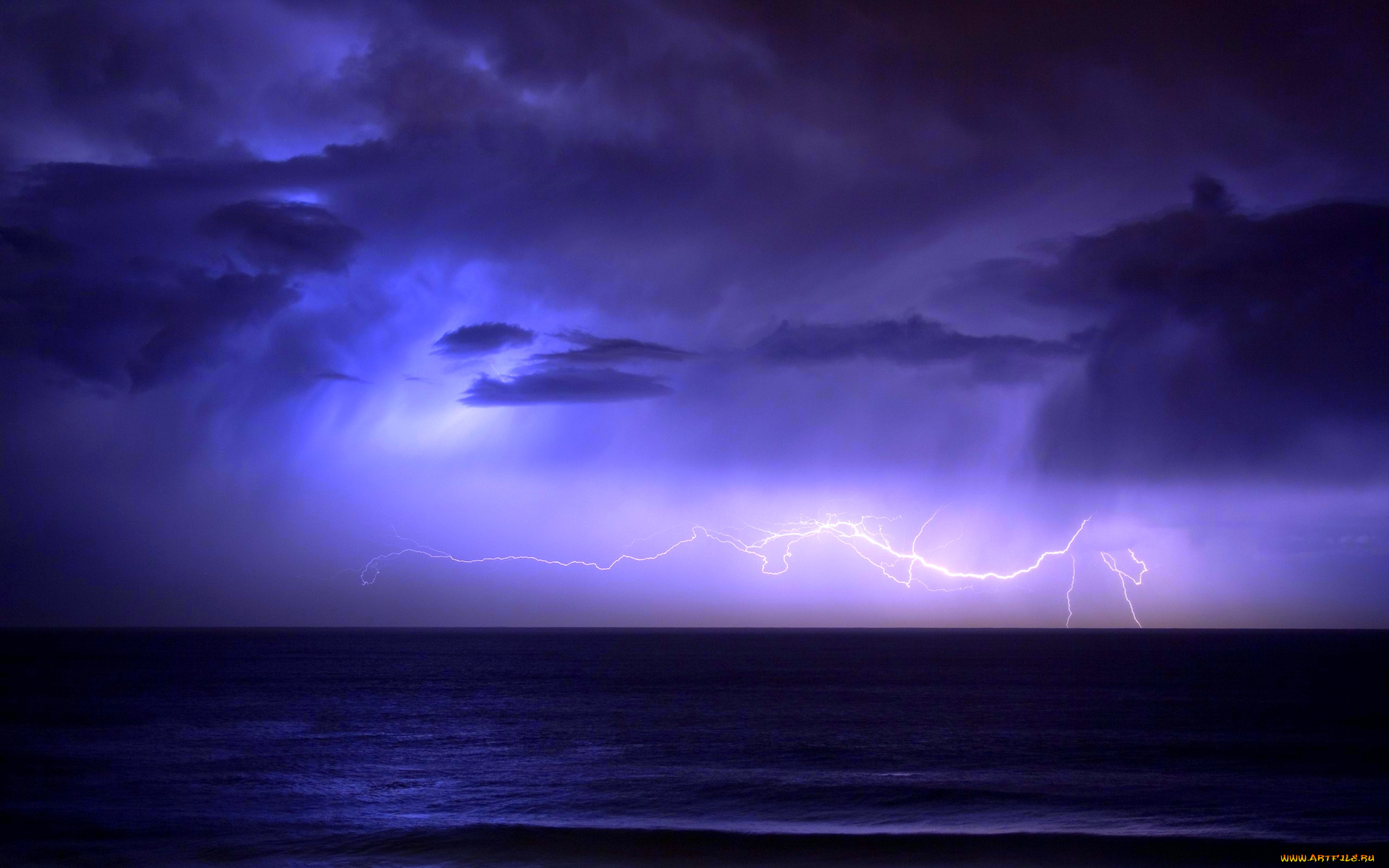 stormy, night, природа, стихия, ночь, океан, шторм, молнии