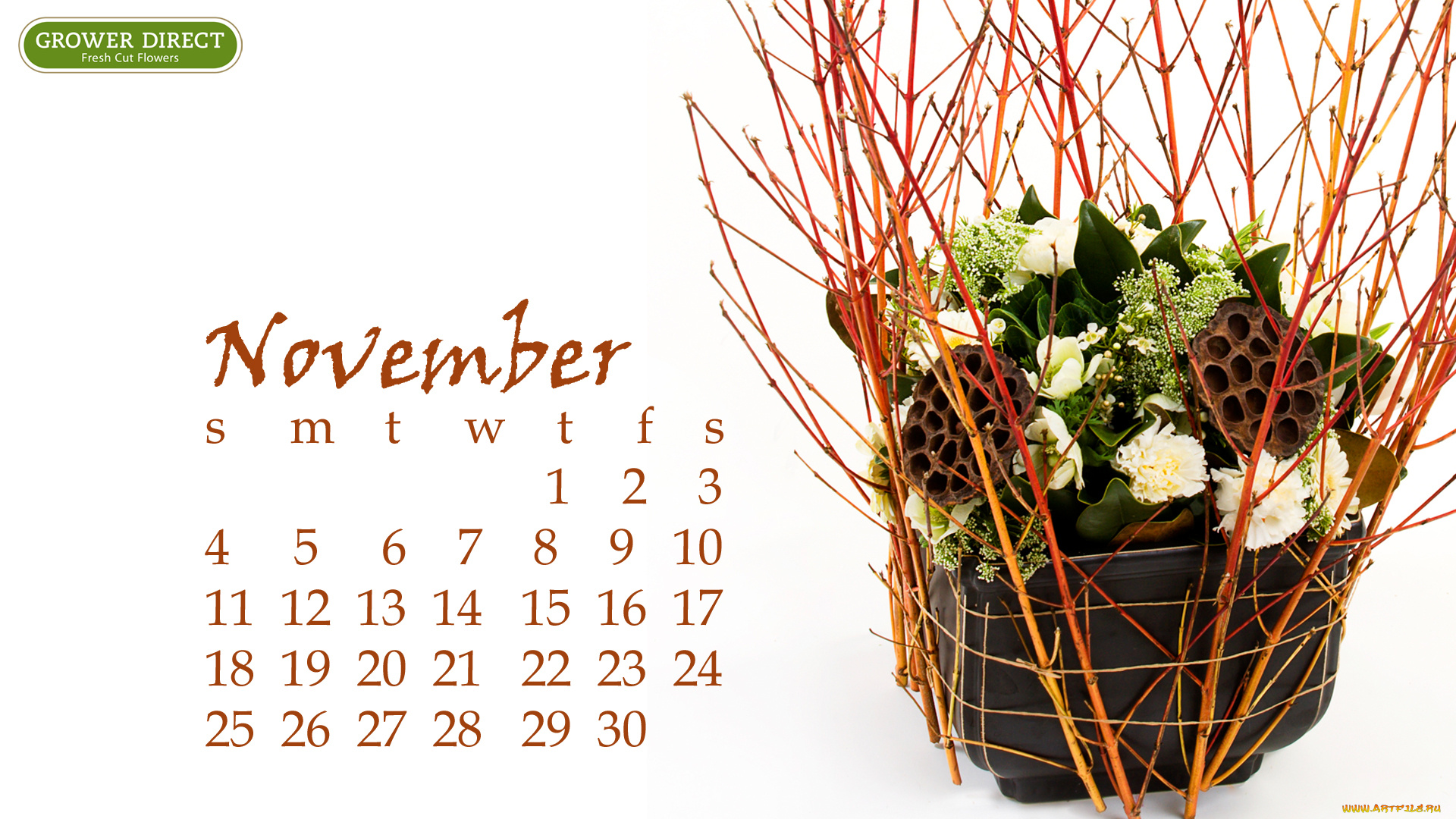 календари, цветы, лотосы, ветки, букет