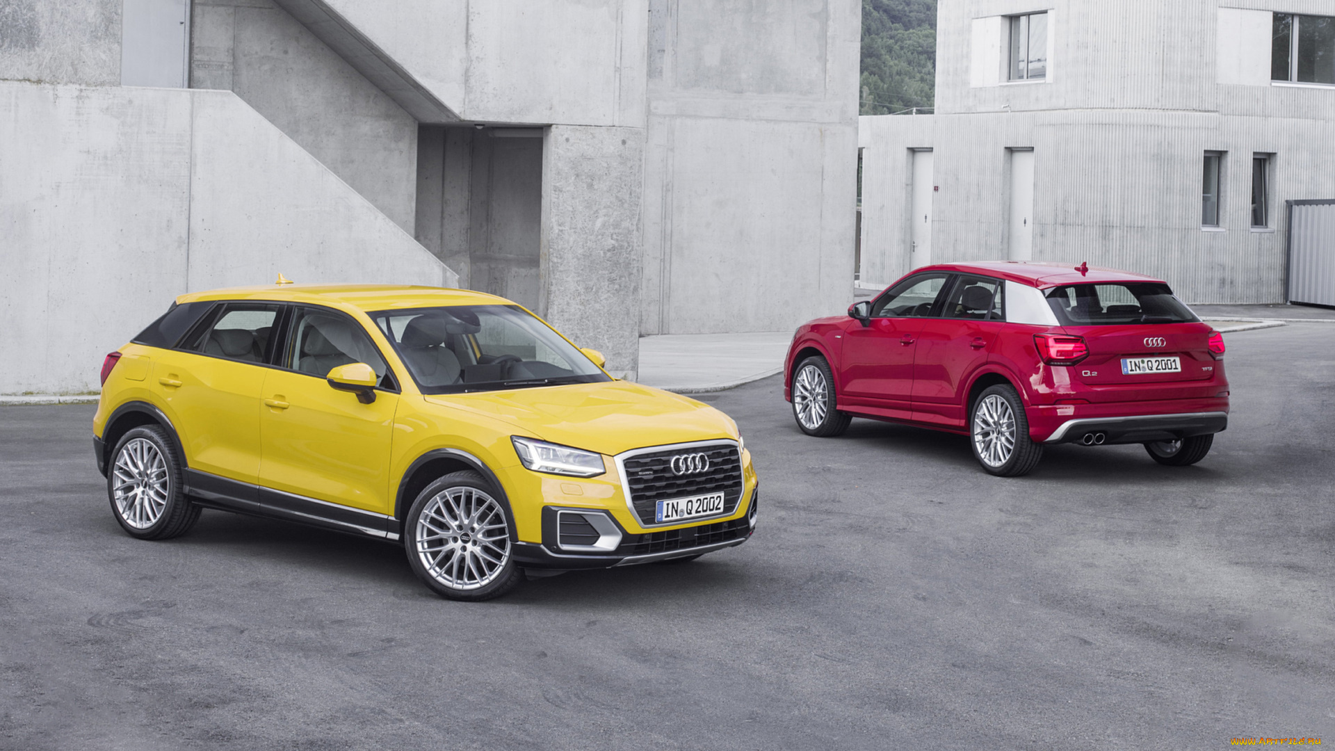 audi, q2, 2017, and, q2, tdi, 2017, автомобили, audi, q2, tdi, 2017, жёлтый, красный