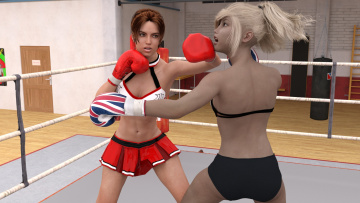 Картинка 3д+графика спорт+ sport фон взгляд девушки ринг бокс