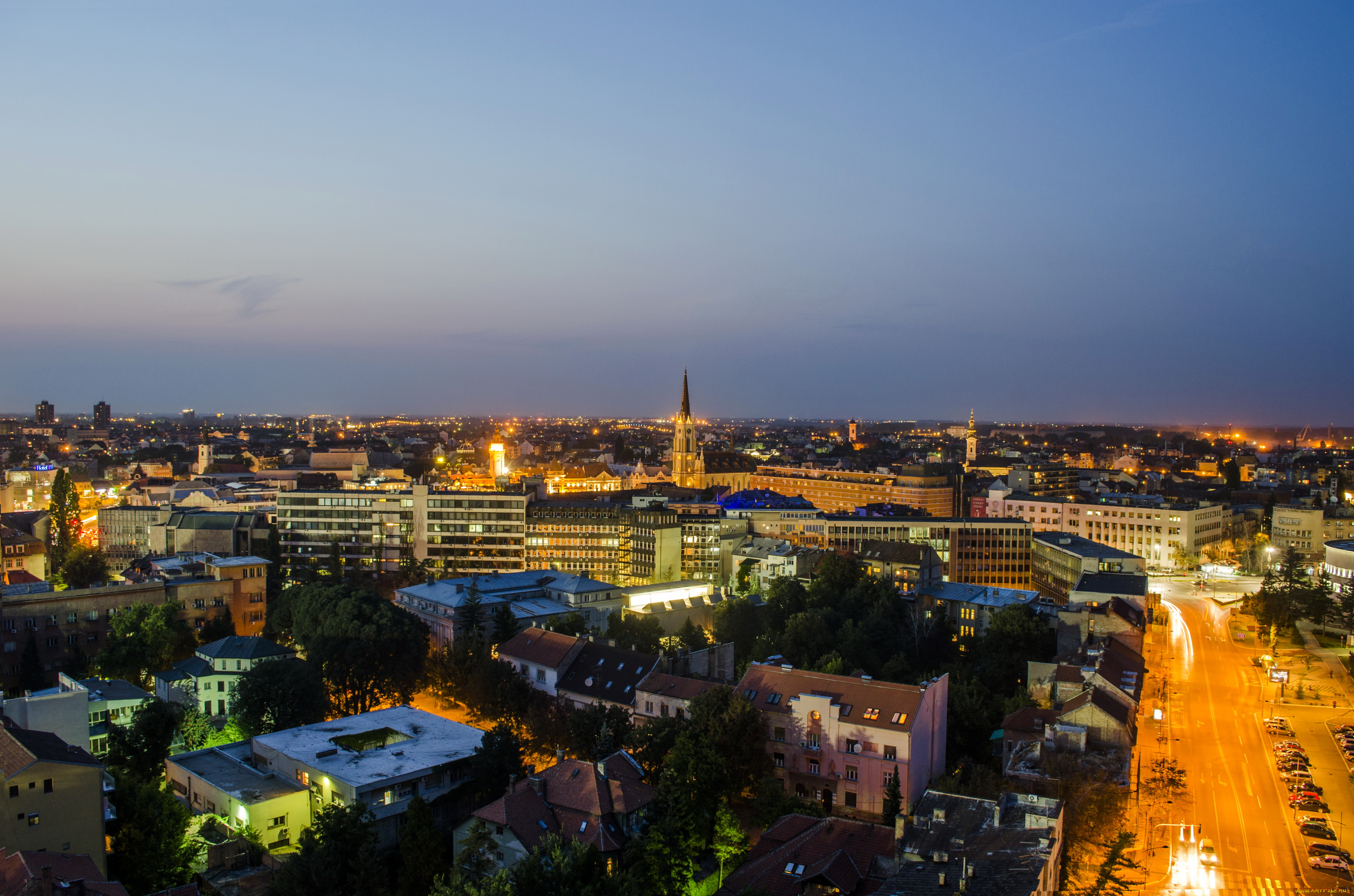 novi, sad, , serbia, города, -, огни, ночного, города, дома, сербия, огни, ночь, панорама